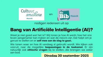 Lezing: “AI”: over Artificiële Intelligentie (i.s.m. Cultuursmakers, e.a.)